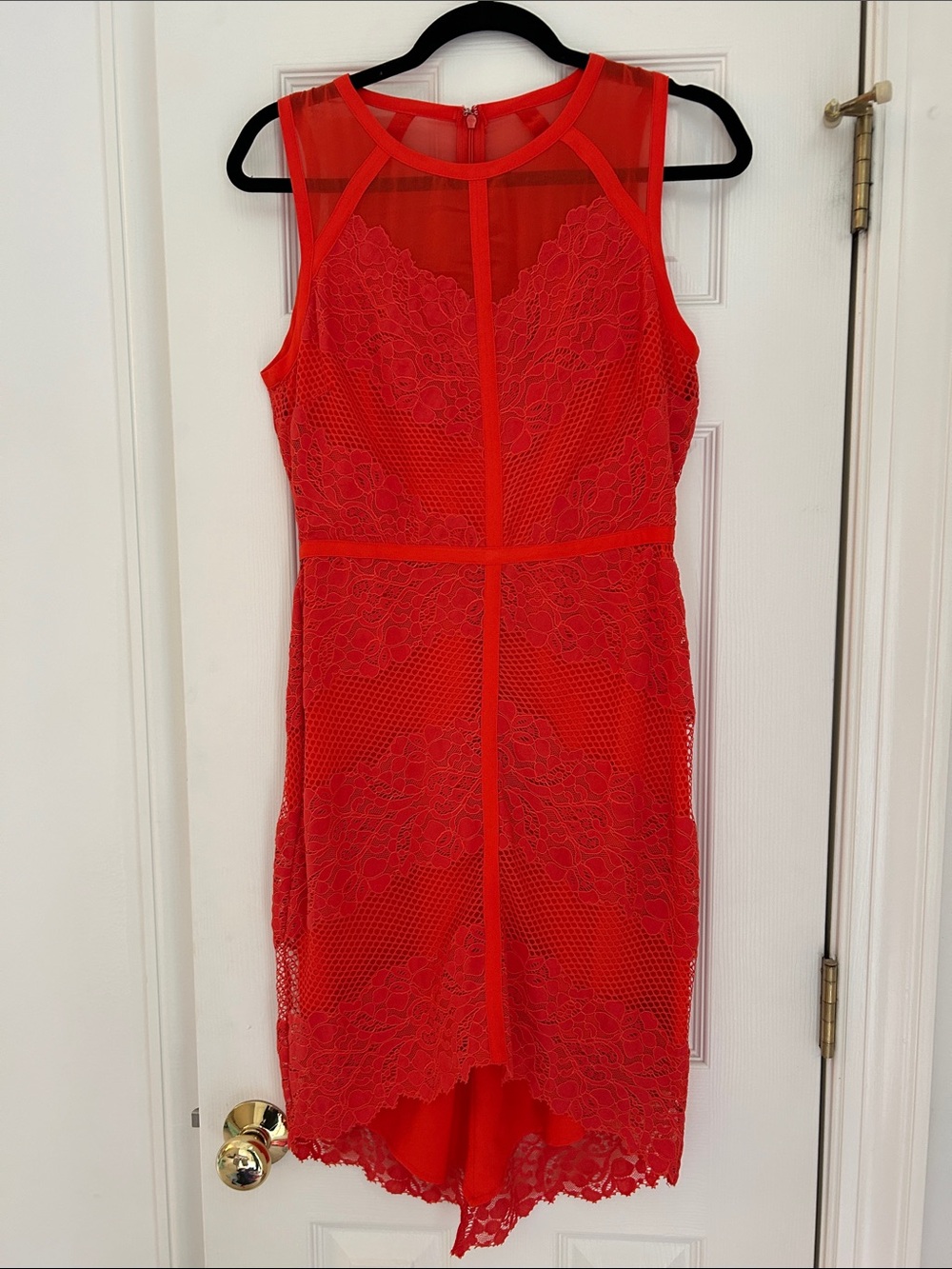 Adelyn Rae Orange Lace High-Low Dress